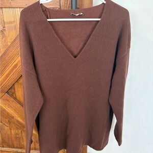 Lafayette 148 New York Chocolate V-Neck Sweater